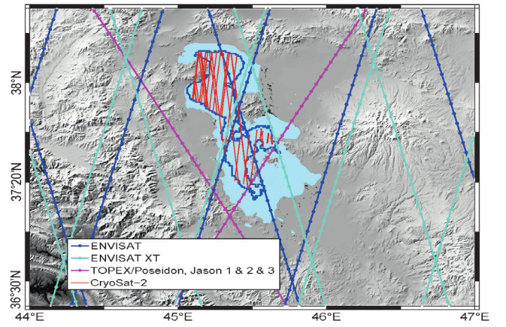 Änderungen der Wasserfläche des Urmiasees im nordwestlichen Iran, bestimmt aus MODIS Multispektraldaten, sowie Bodenspuren verschiedener Altimetersatelliten